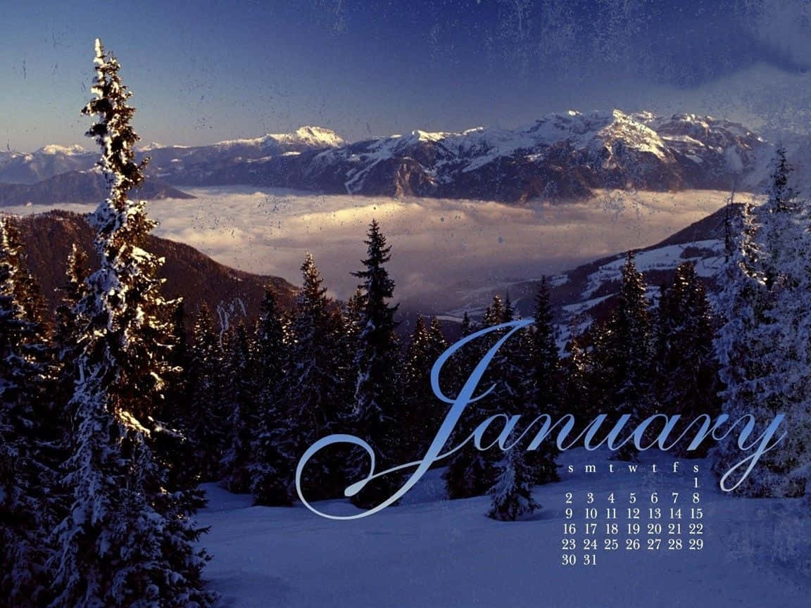 Crosscards Computer Winter Mountain Calendar Background