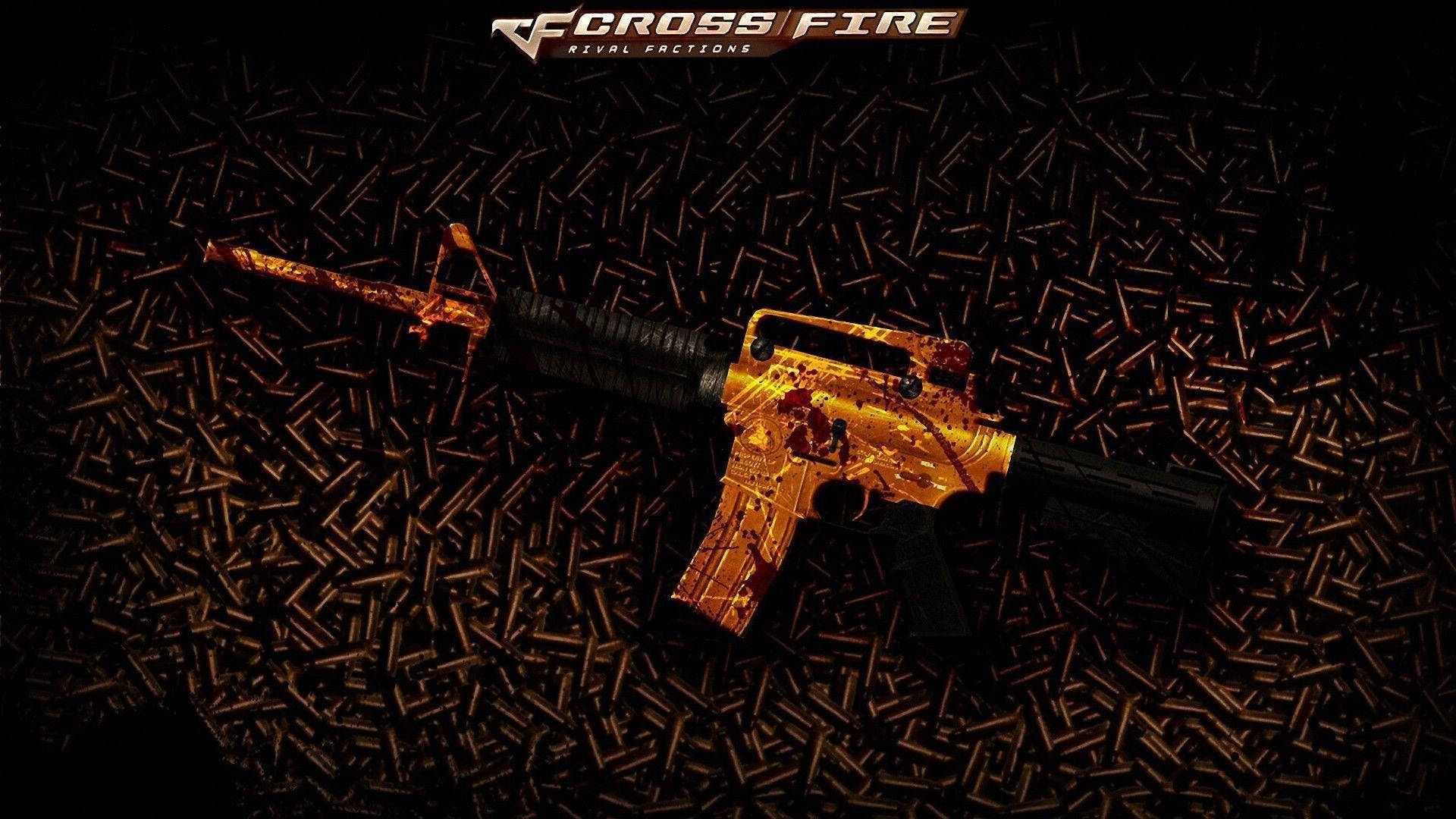 Crossfire Gold And Black Sniper Rifle Background