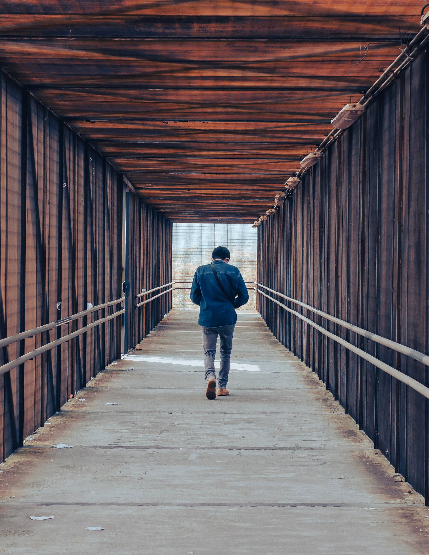 Crossing Bridge Man Aesthetic Background