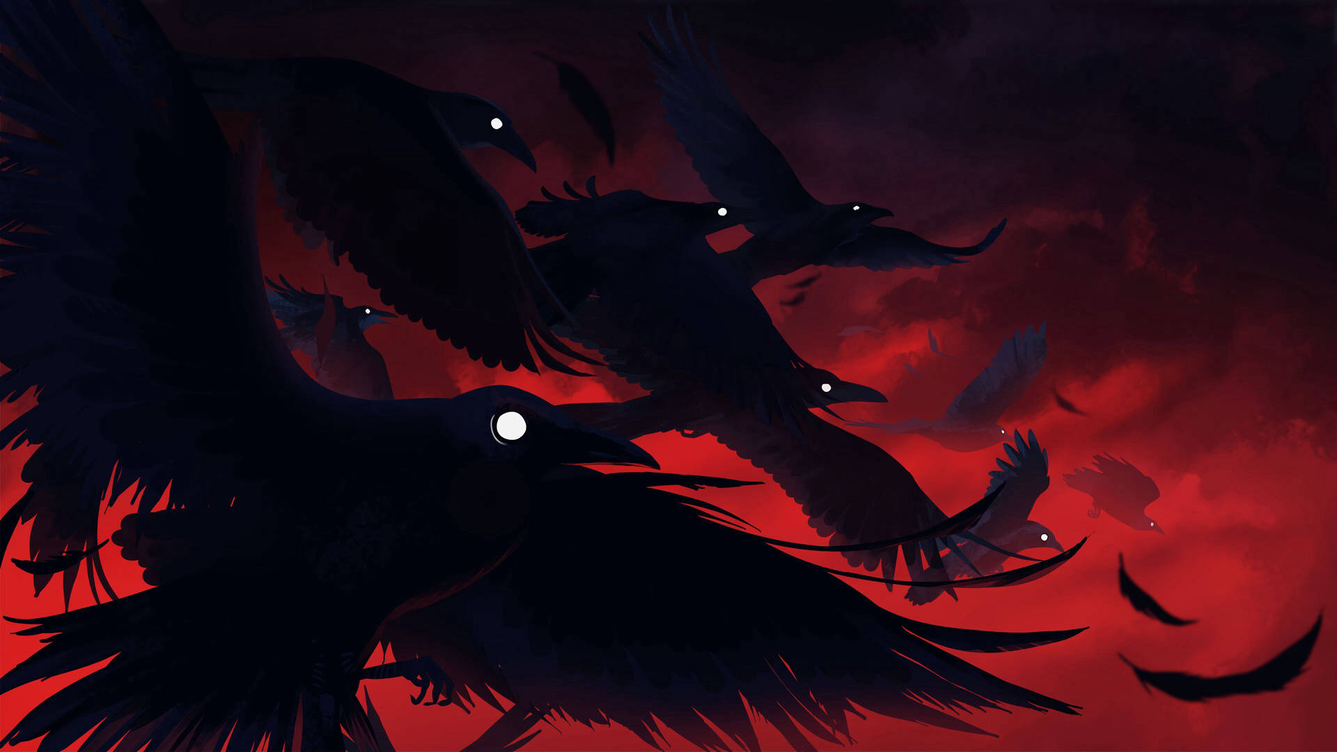 Crow Birds Dark Art Background