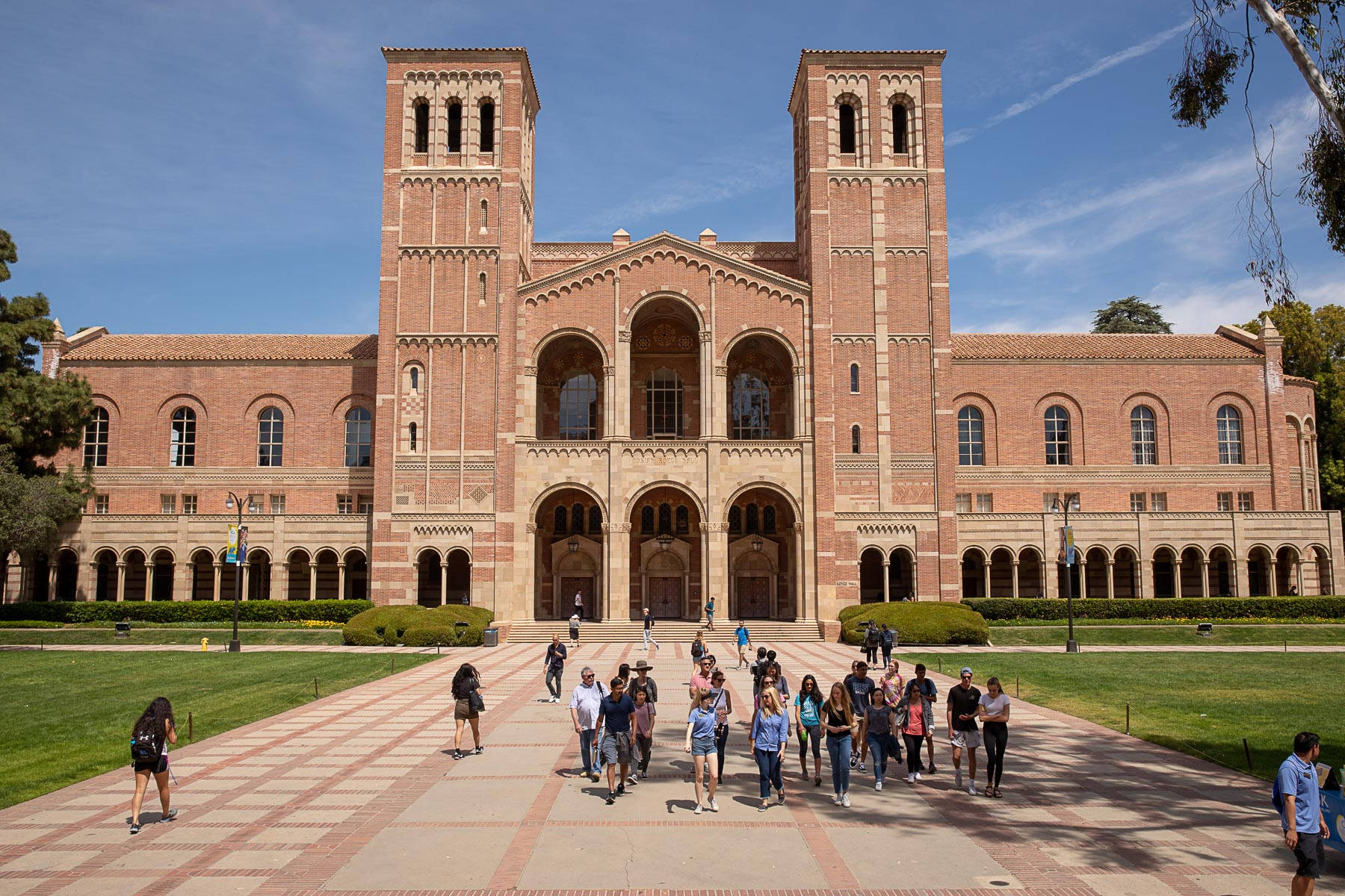 Crowd Outside Ucla Royce Hall Background