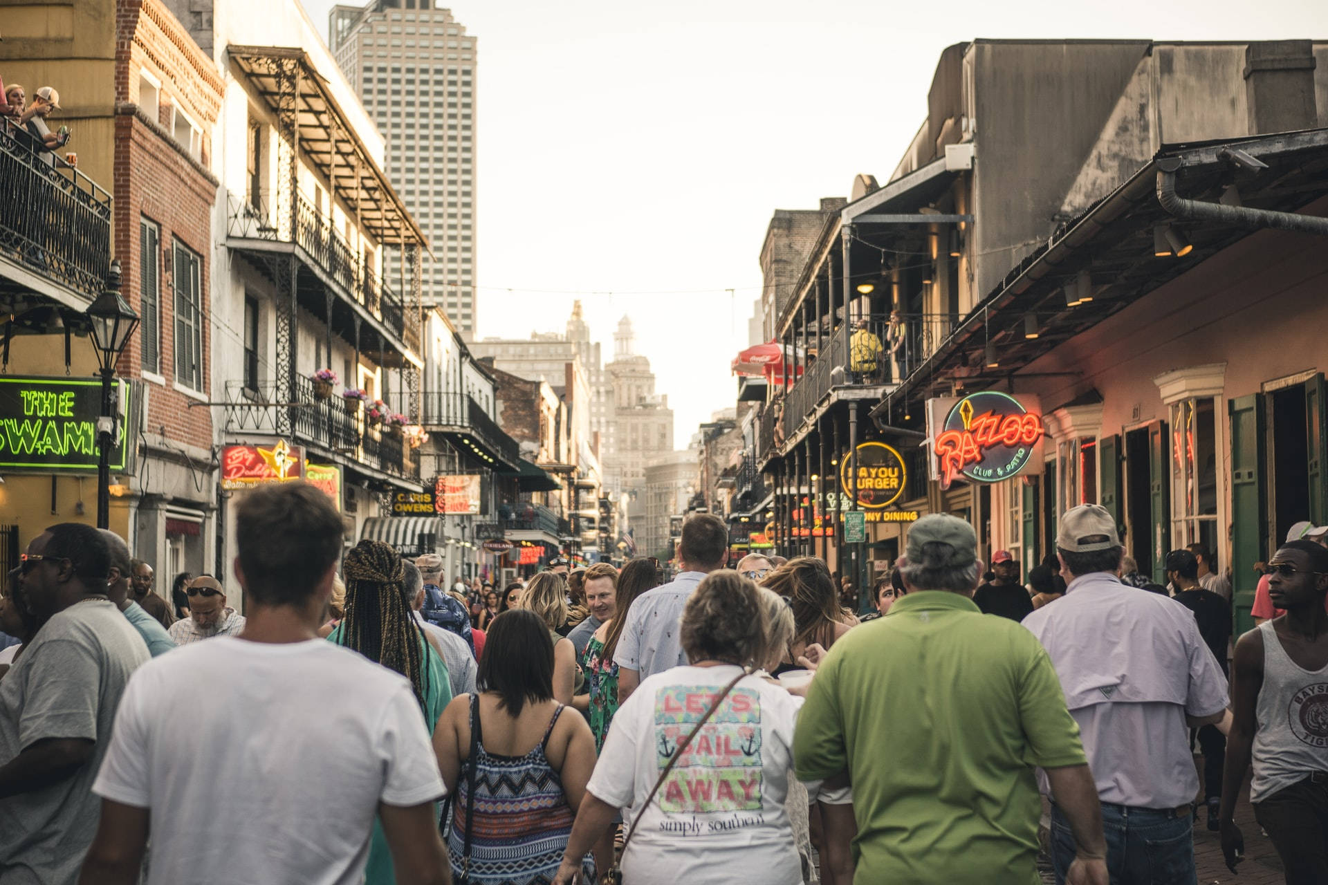 Crowded Bourbon Street New Orleans