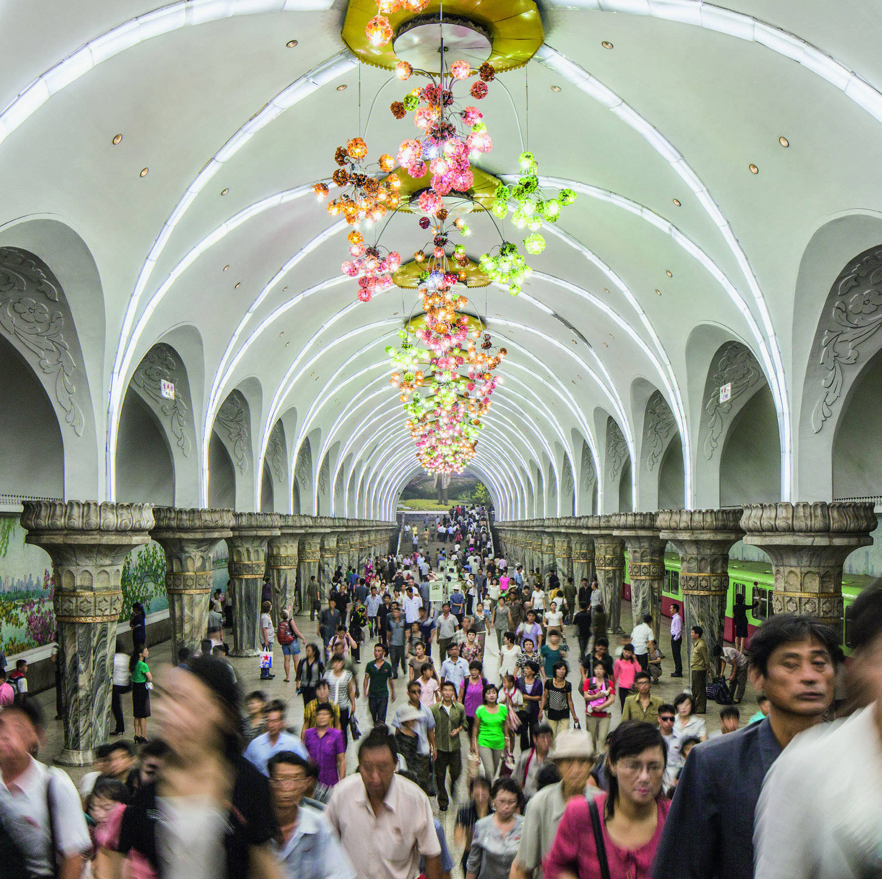 Crowded Pyongyang Metro Station