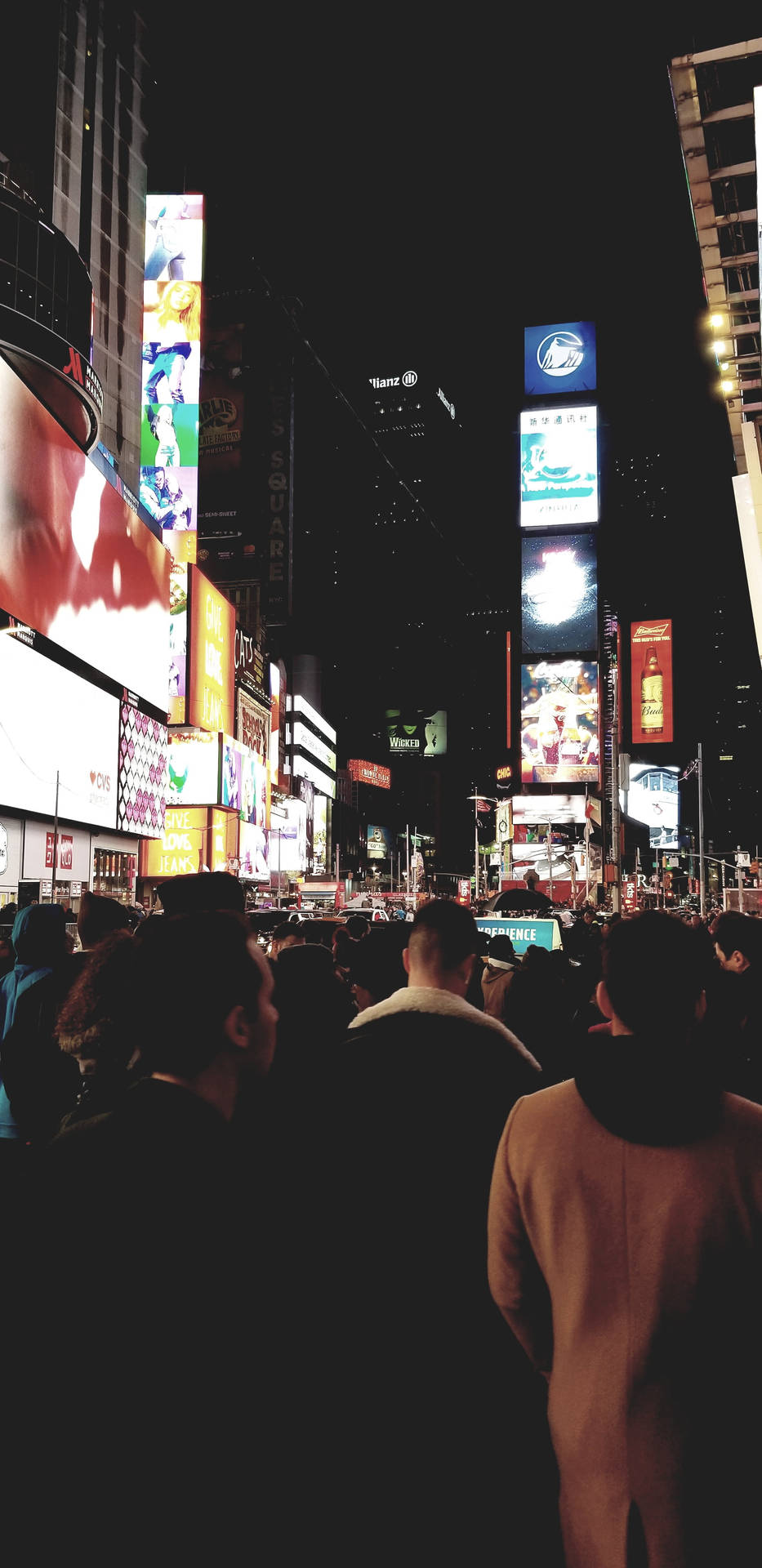 Crowded Street New York Night Iphone Background