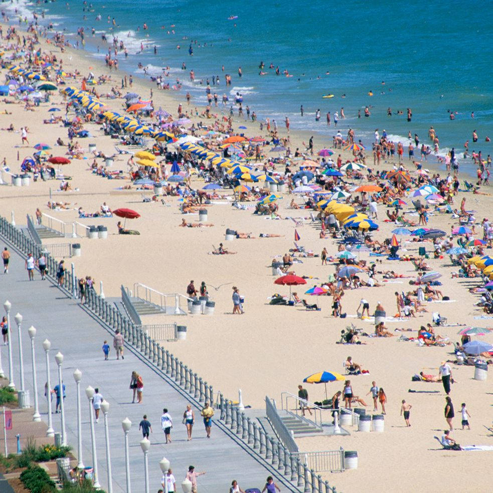 Crowded Virginia Beach Oceanfront Background