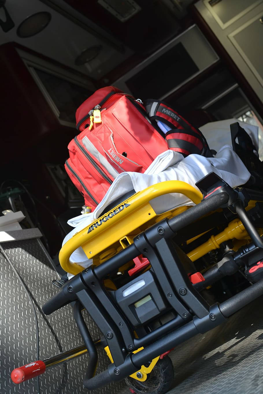 Crucial Equipment In A Paramedic Ambulance Background