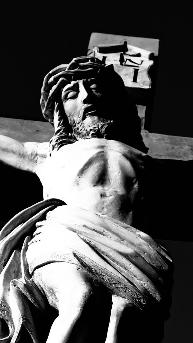 Crucifixion Sculpture Blackand White Background