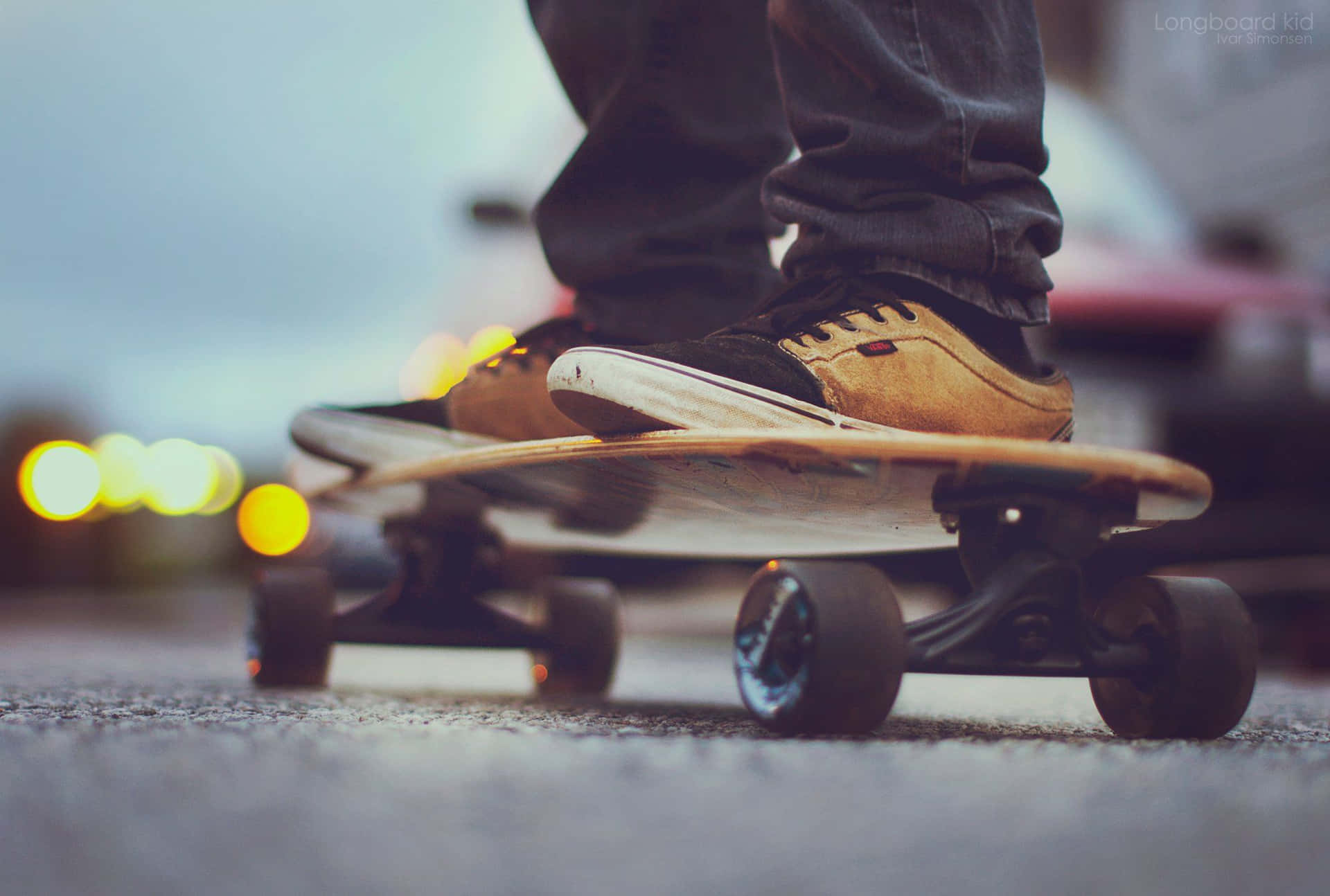 Cruise Along The Boardwalk With This Classic Retro Skateboard. Background