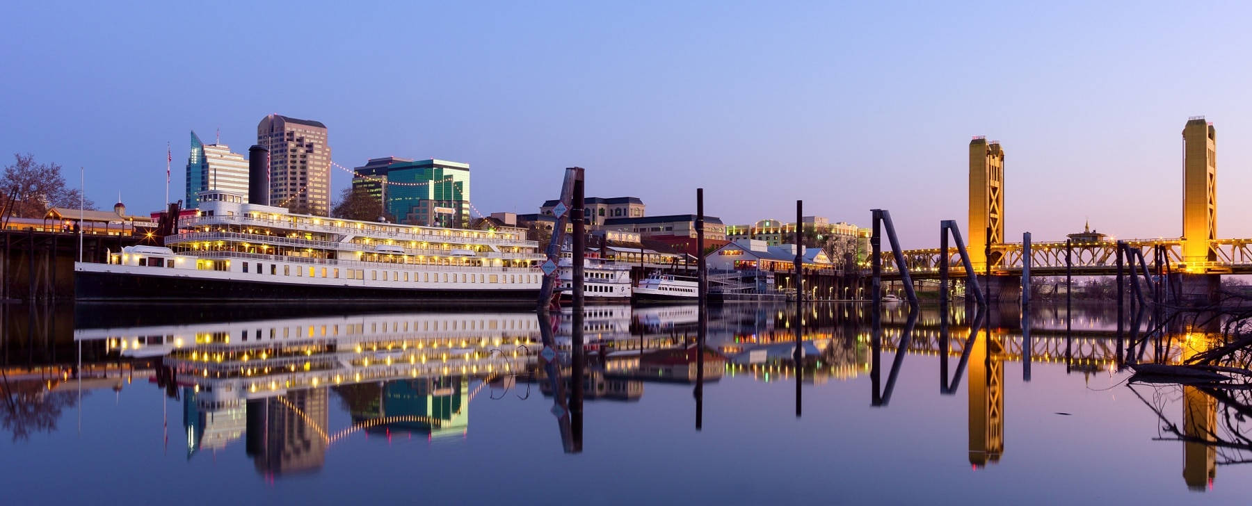 Cruise Ship At Sacramento River Background