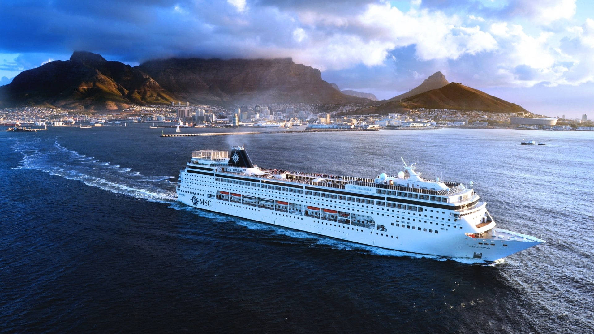 Cruise Ship In Cape Town Background