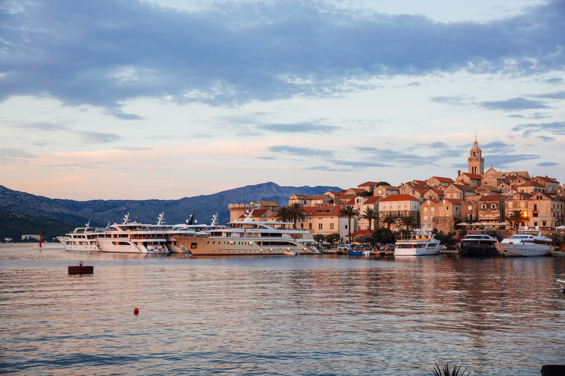 Cruise Ship In Crotia Background