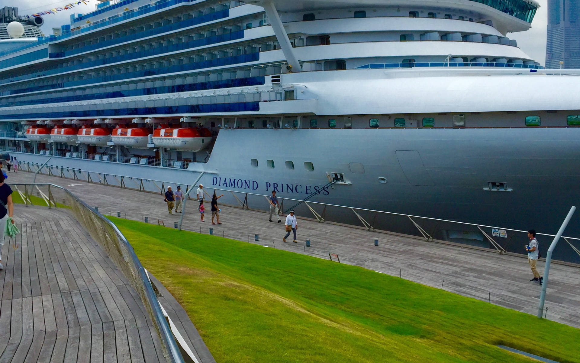 Cruise Ship In Yokohama Background