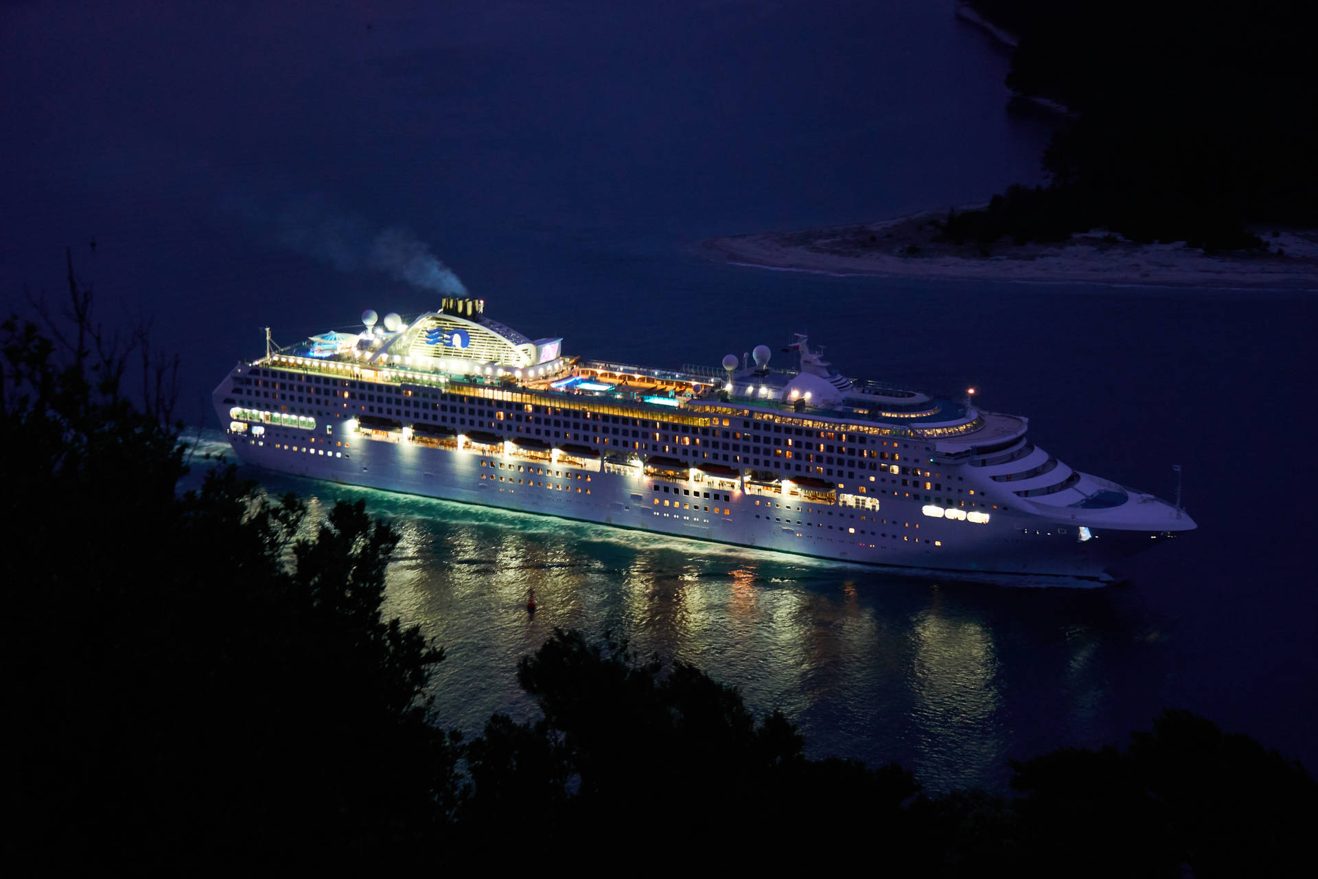 Cruise Ship Night View Background