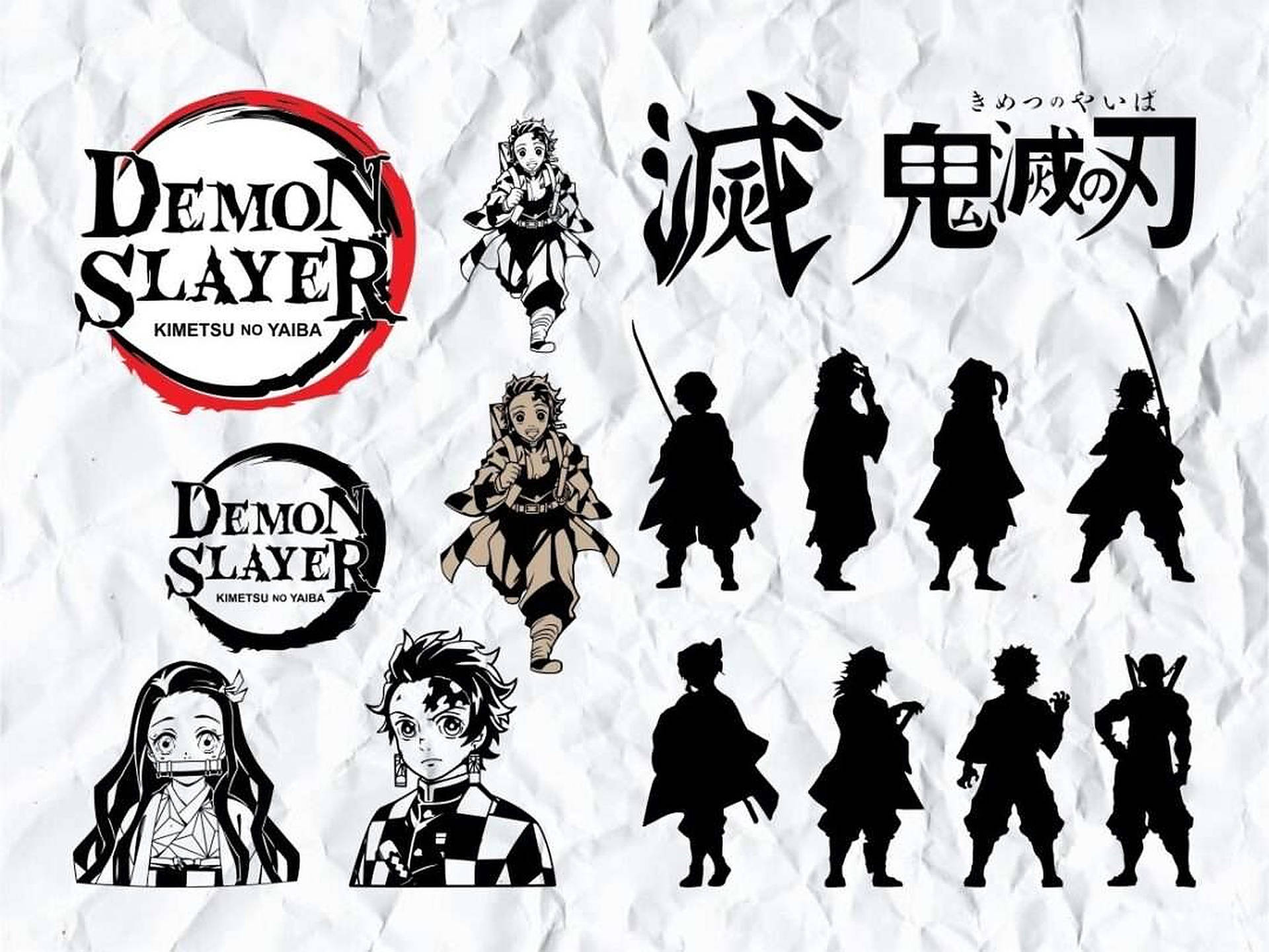 Crumpled Demon Slayer Logo Background