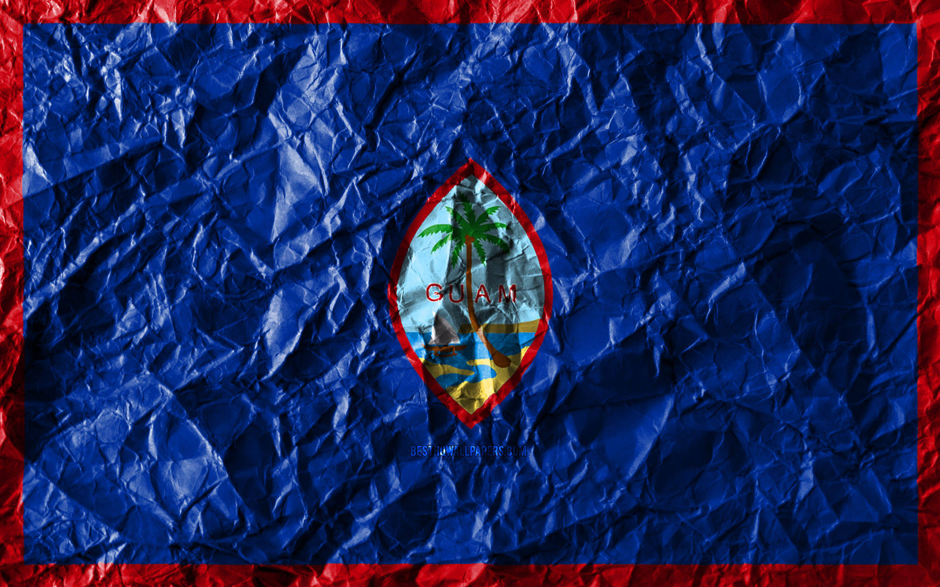 Crumpled Guam Flag Background