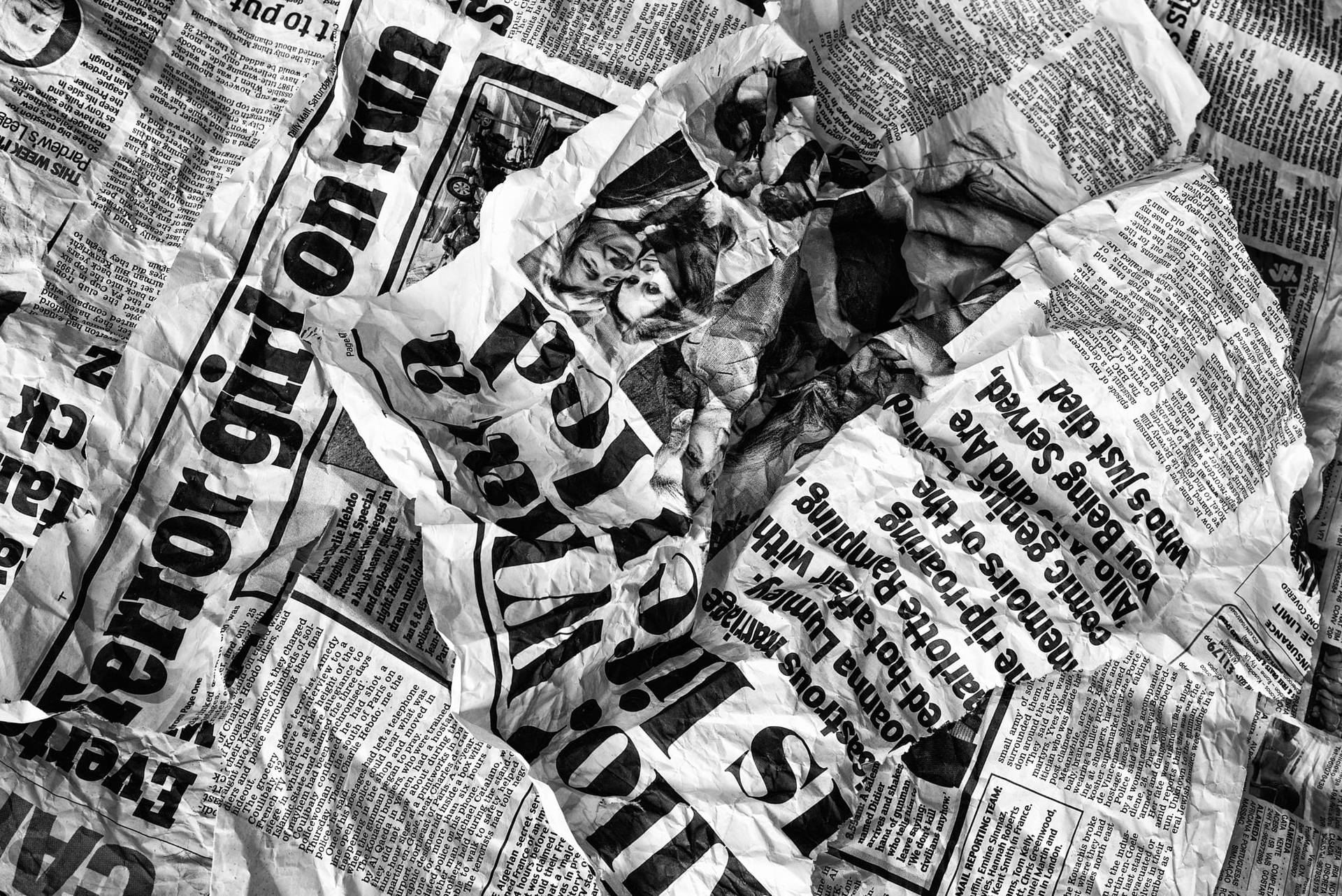 Crumpled Newspaper Background