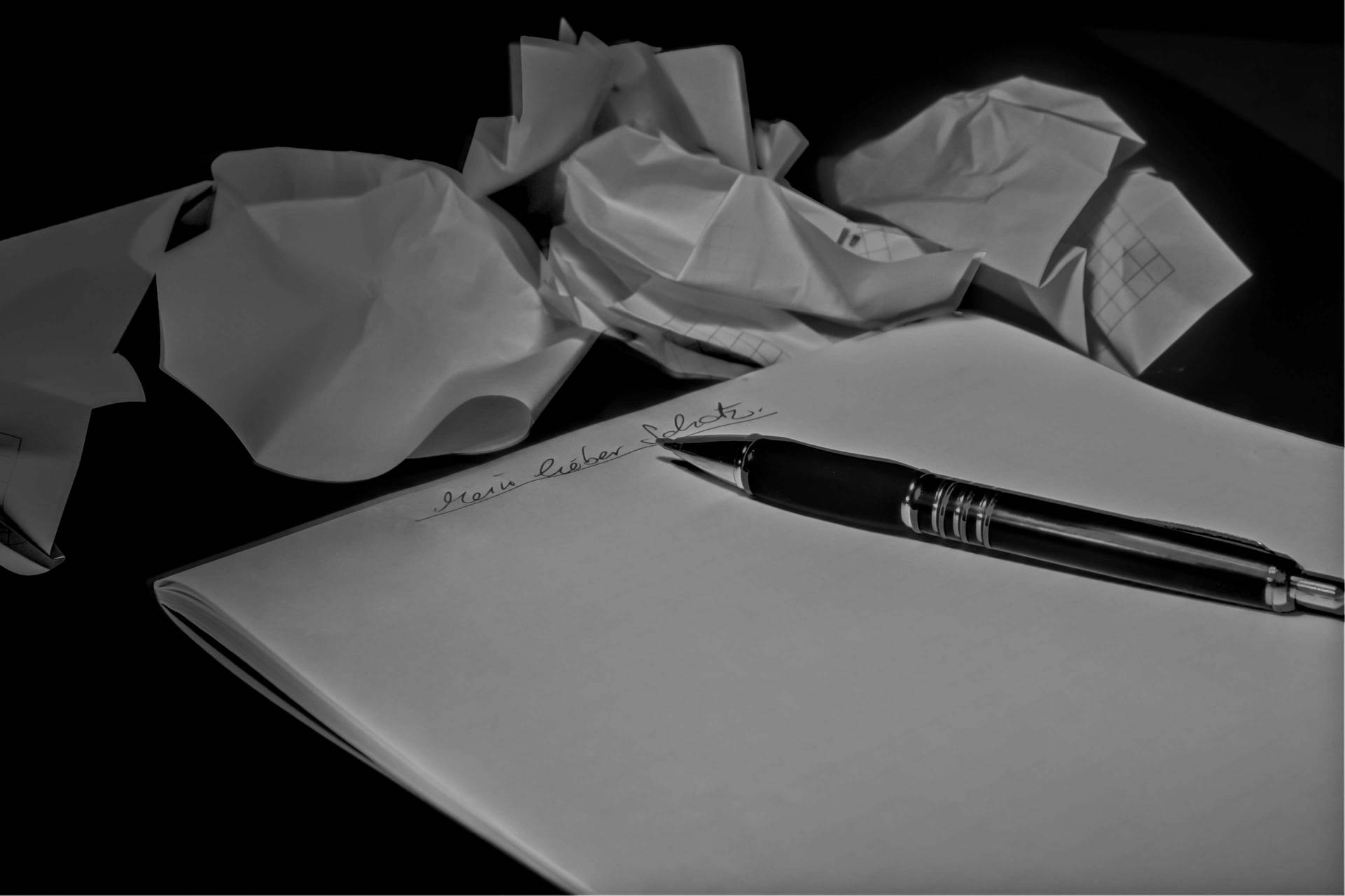 Crumpled Paper Pad And Pen Background