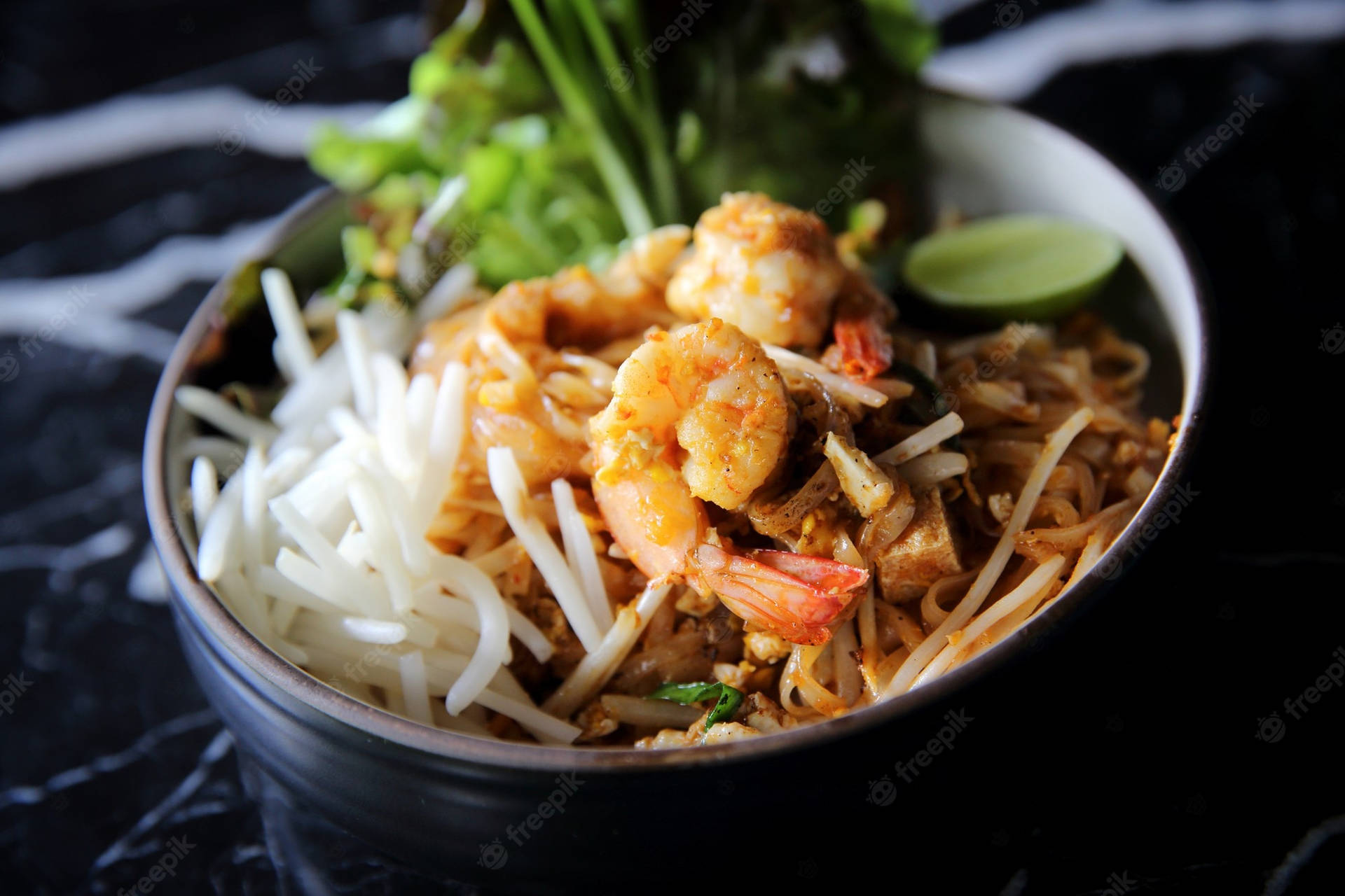 Crunchy Shrimp On Pad Thai Background