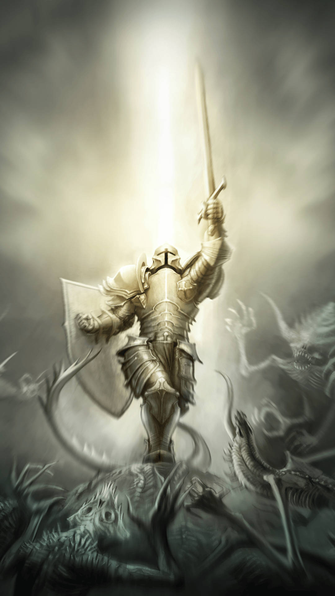 Crusader Knight Holding Sword Background