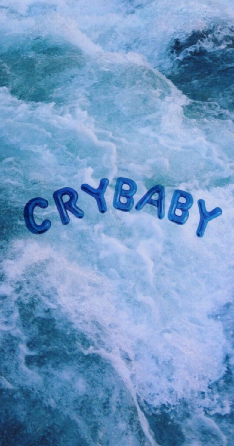 Crybaby Simple Blue Aesthetic Background