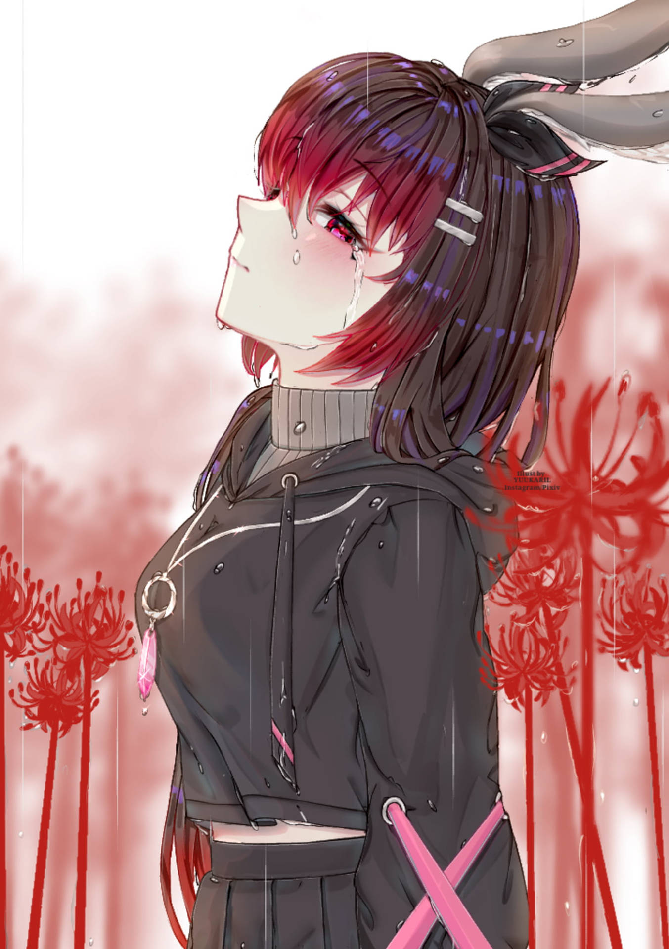 Crying Aesthetic Sad Anime Girl Background