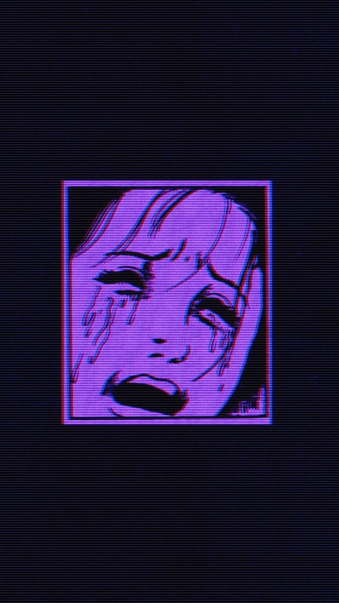 Crying Anime Black And Purple Phone Background