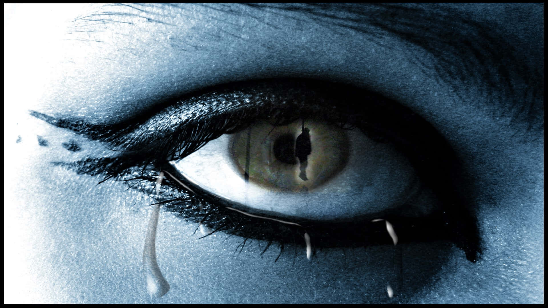 Crying Eye With Man Reflection Close Up Background