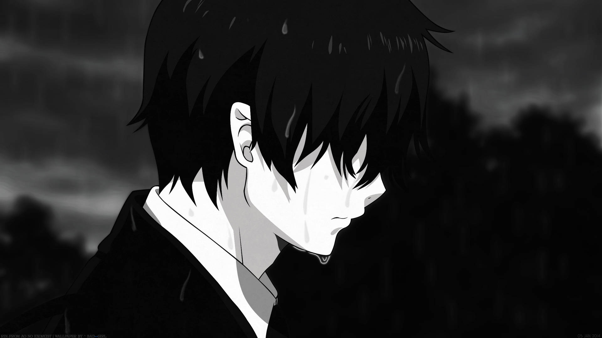 Crying Sad Anime Boy Background
