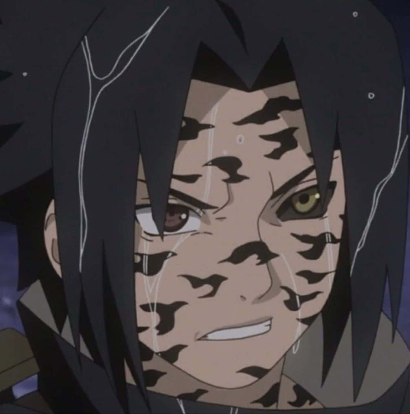 Crying Sasuke Curse Headshot Digital Art Background