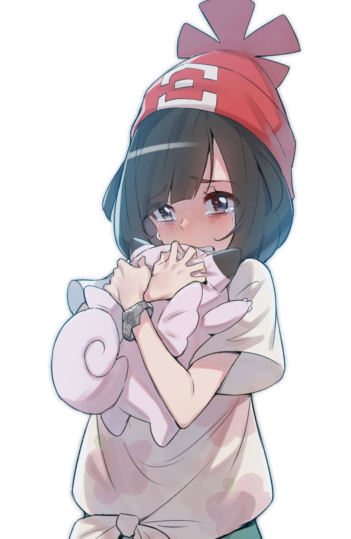 Crying Trainer With Clefairy Doll Background