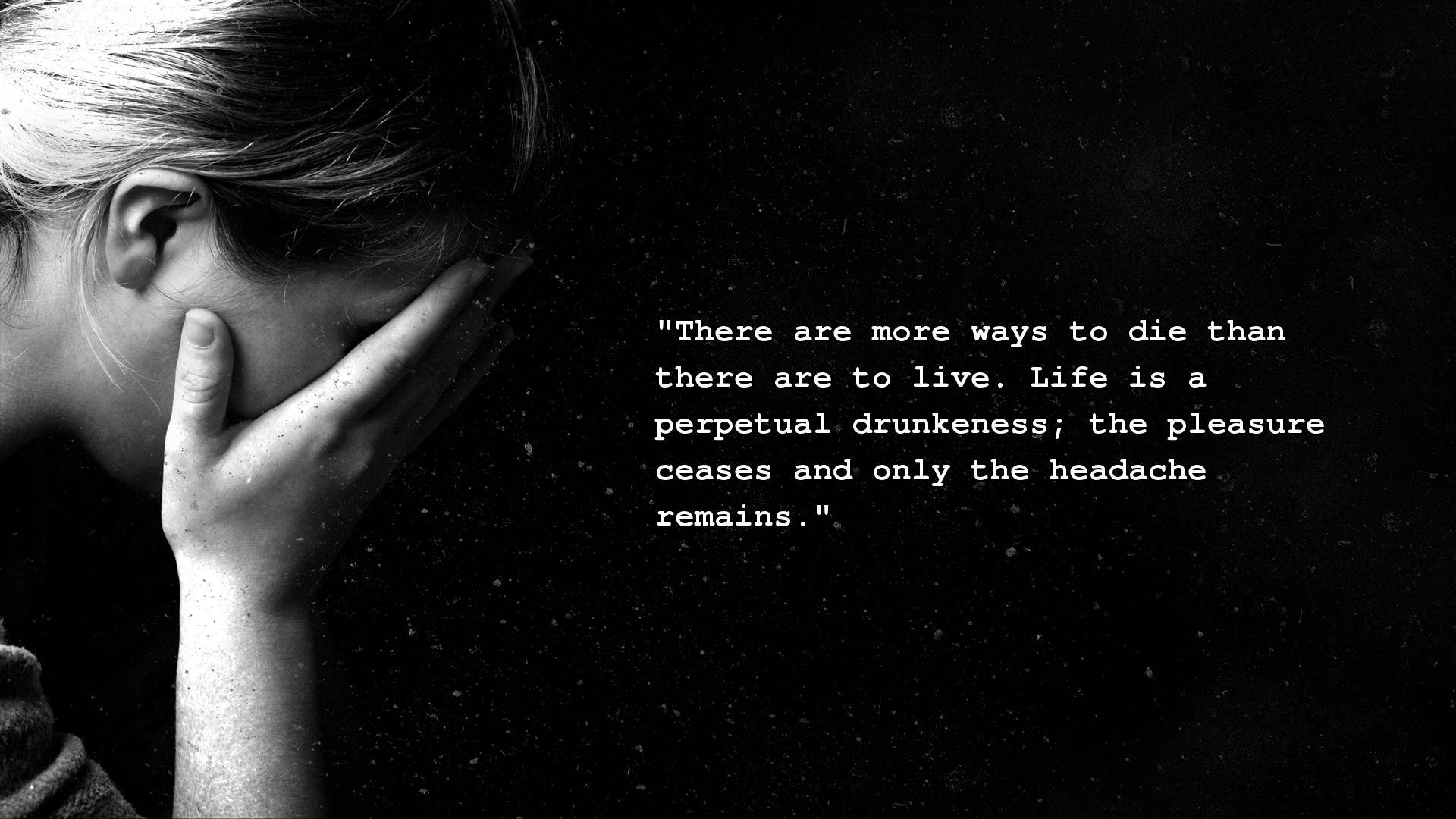 Crying Woman With Depressing Quote Background