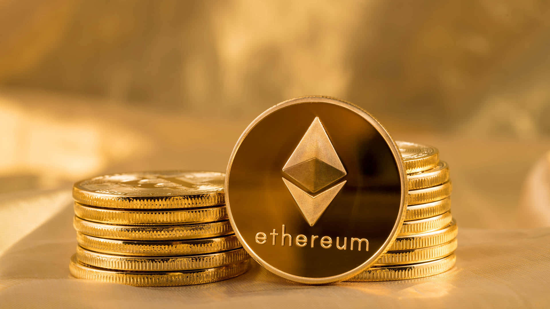 Crypto Ethereum Gold Coin Background