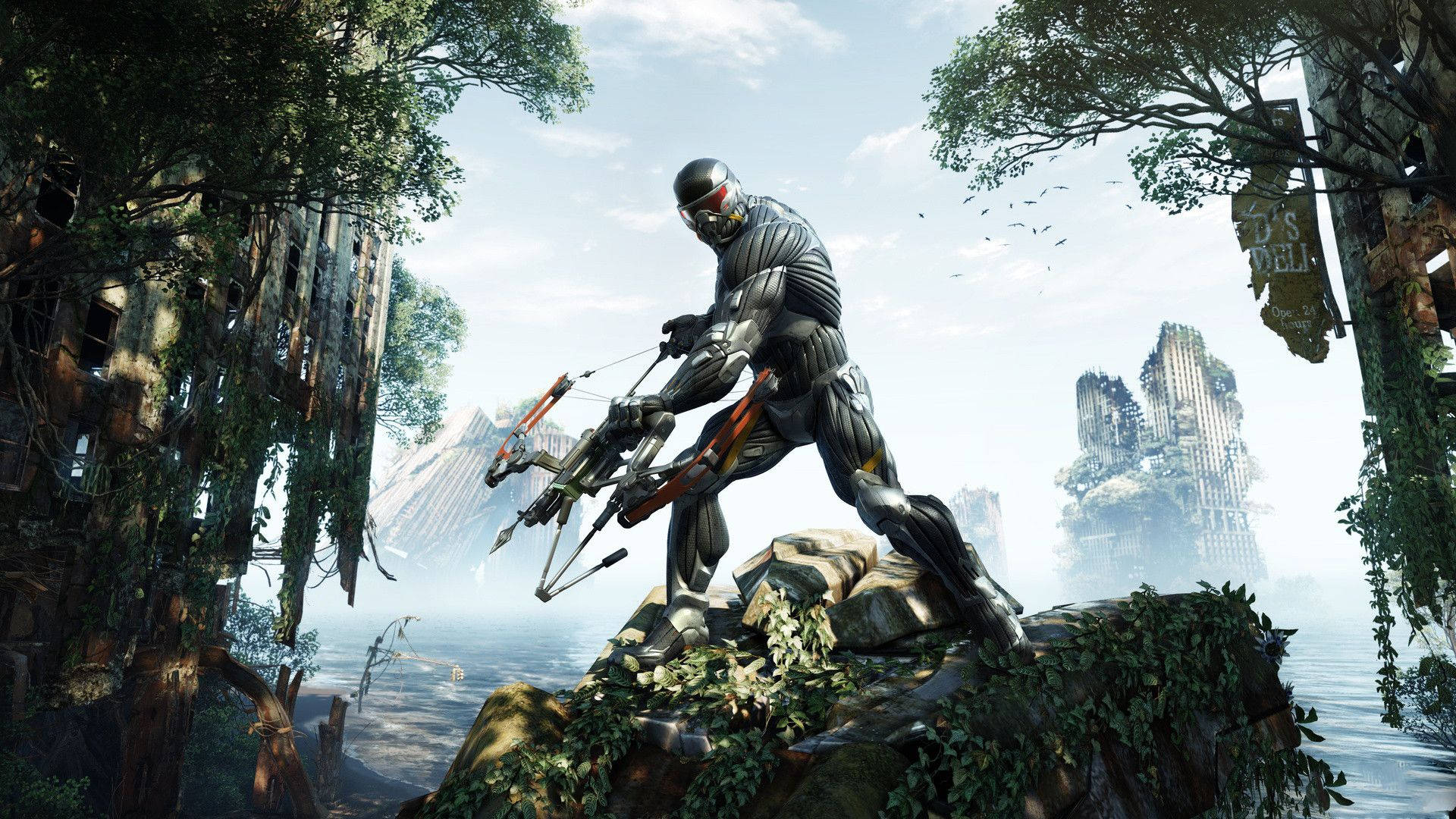 Crysis 3 Prophet On Rock Background