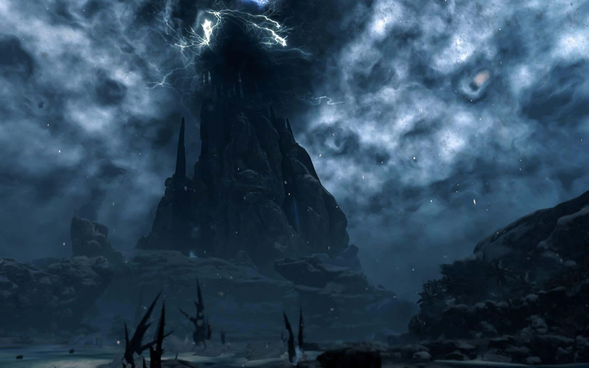 Crysis Alien Mountain Storm Background