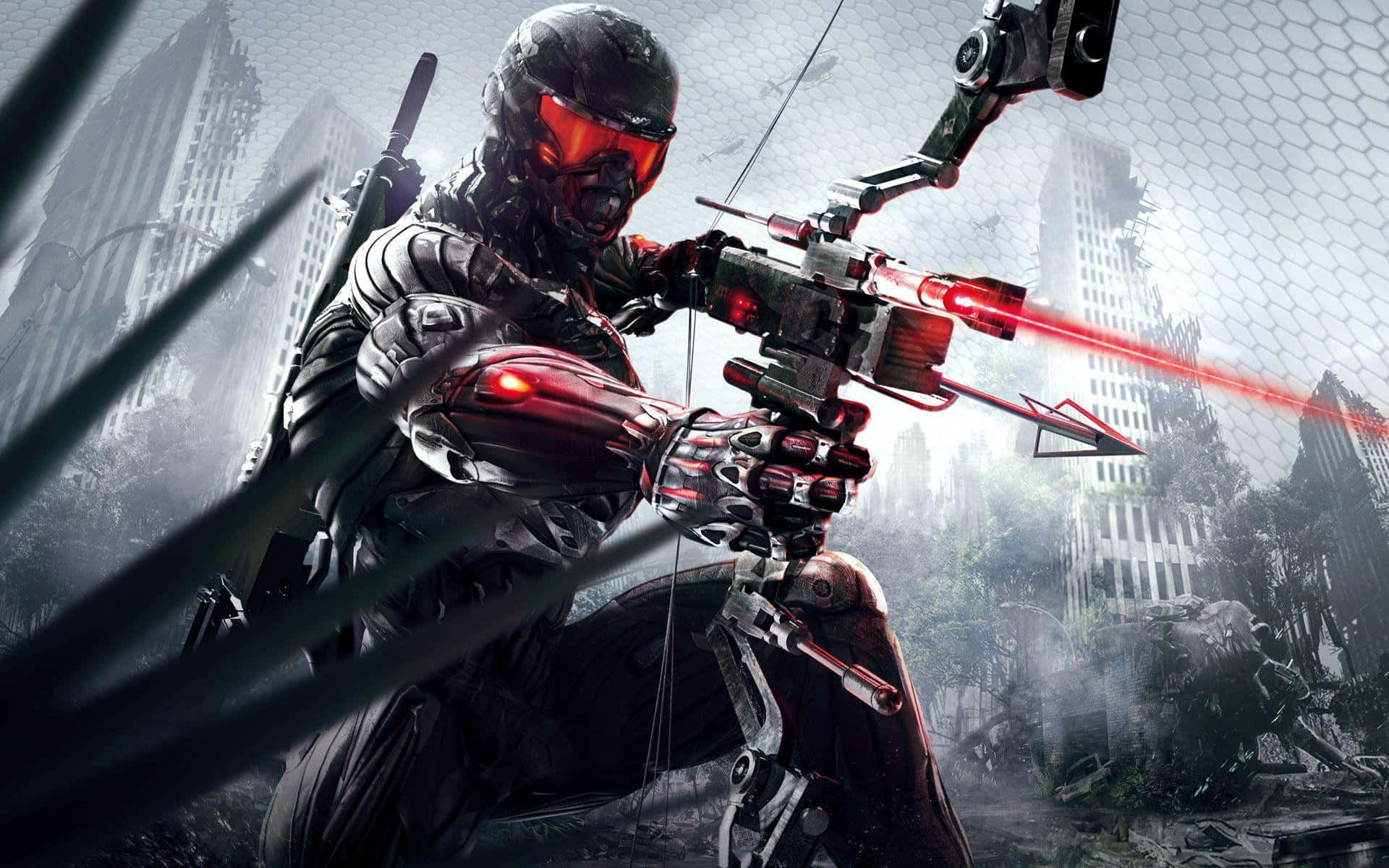 Crysis Nanosuit Soldier Aiming Bow Background