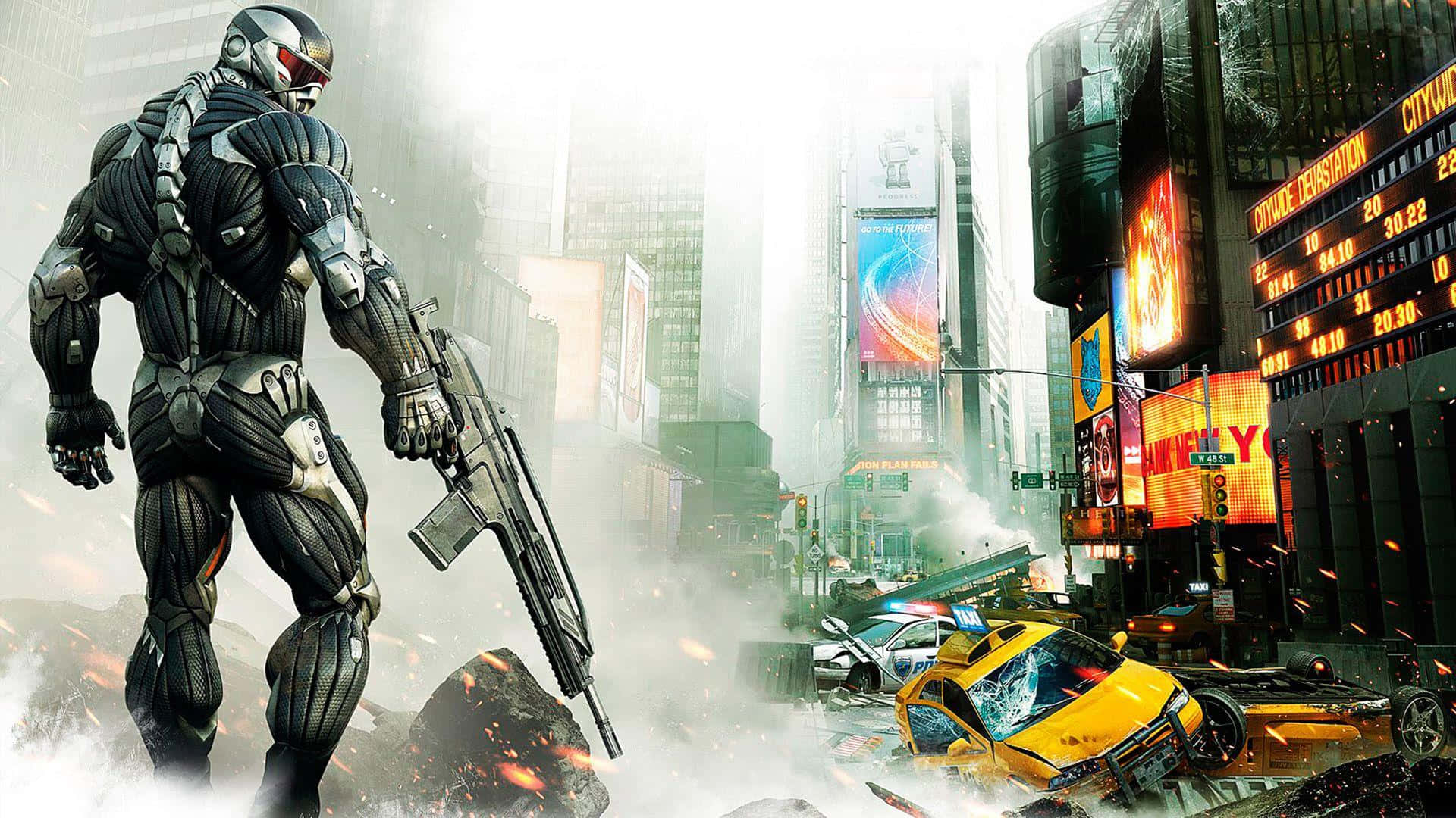 Crysis Nanosuit Soldierin Action Background