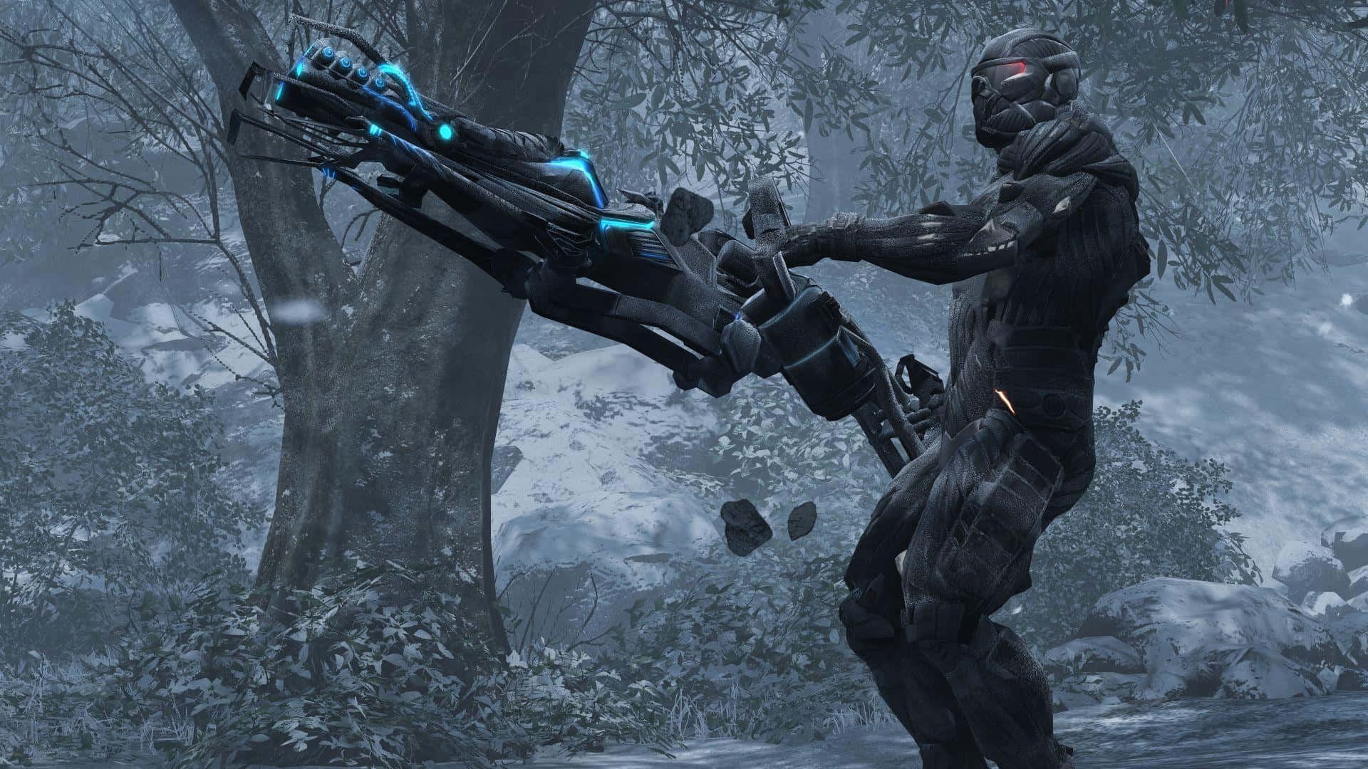 Crysis Nanosuit Soldierin Snow Background