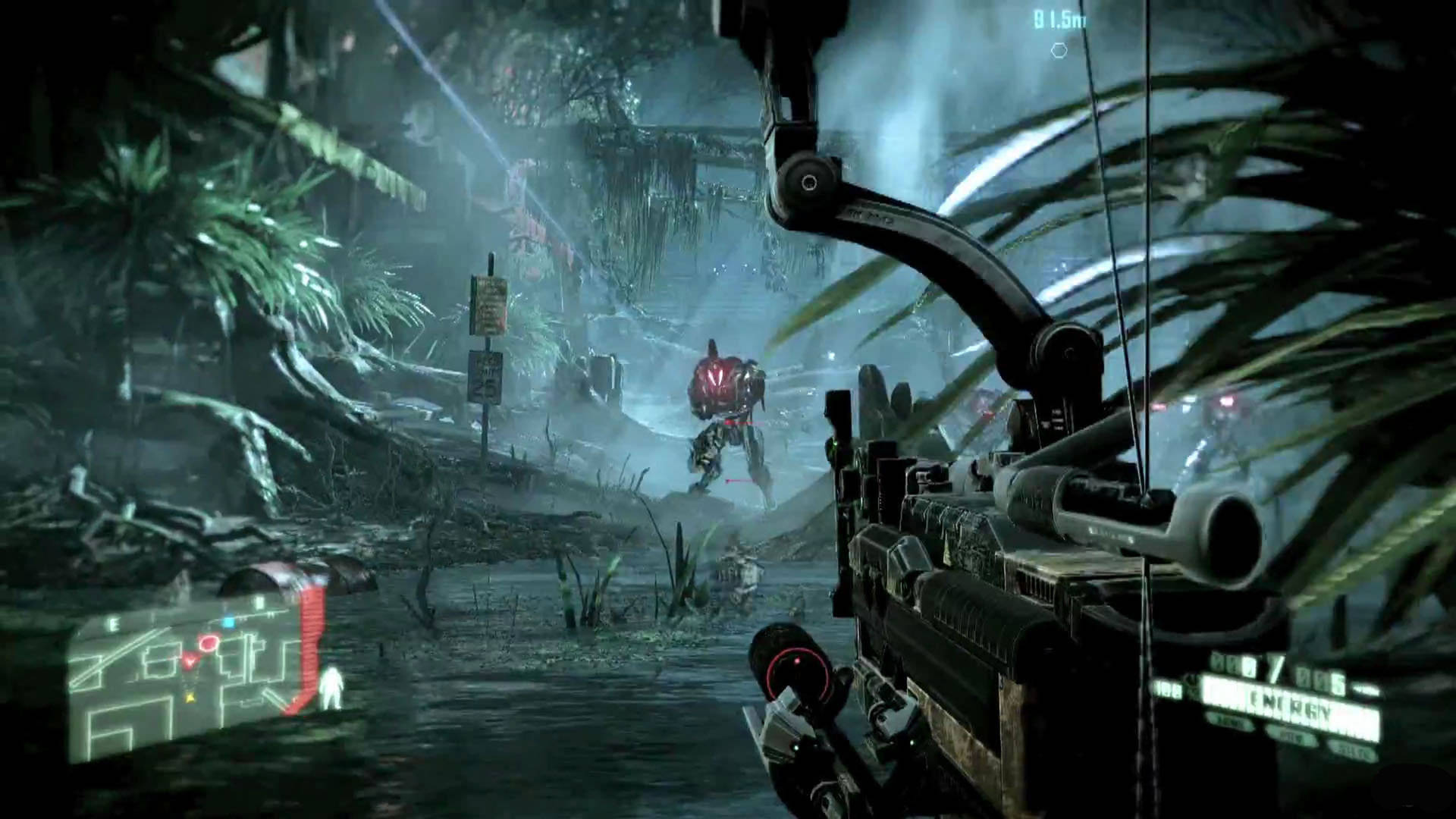 Crysis Remastered Facing Off Against A Ceph Commander Background