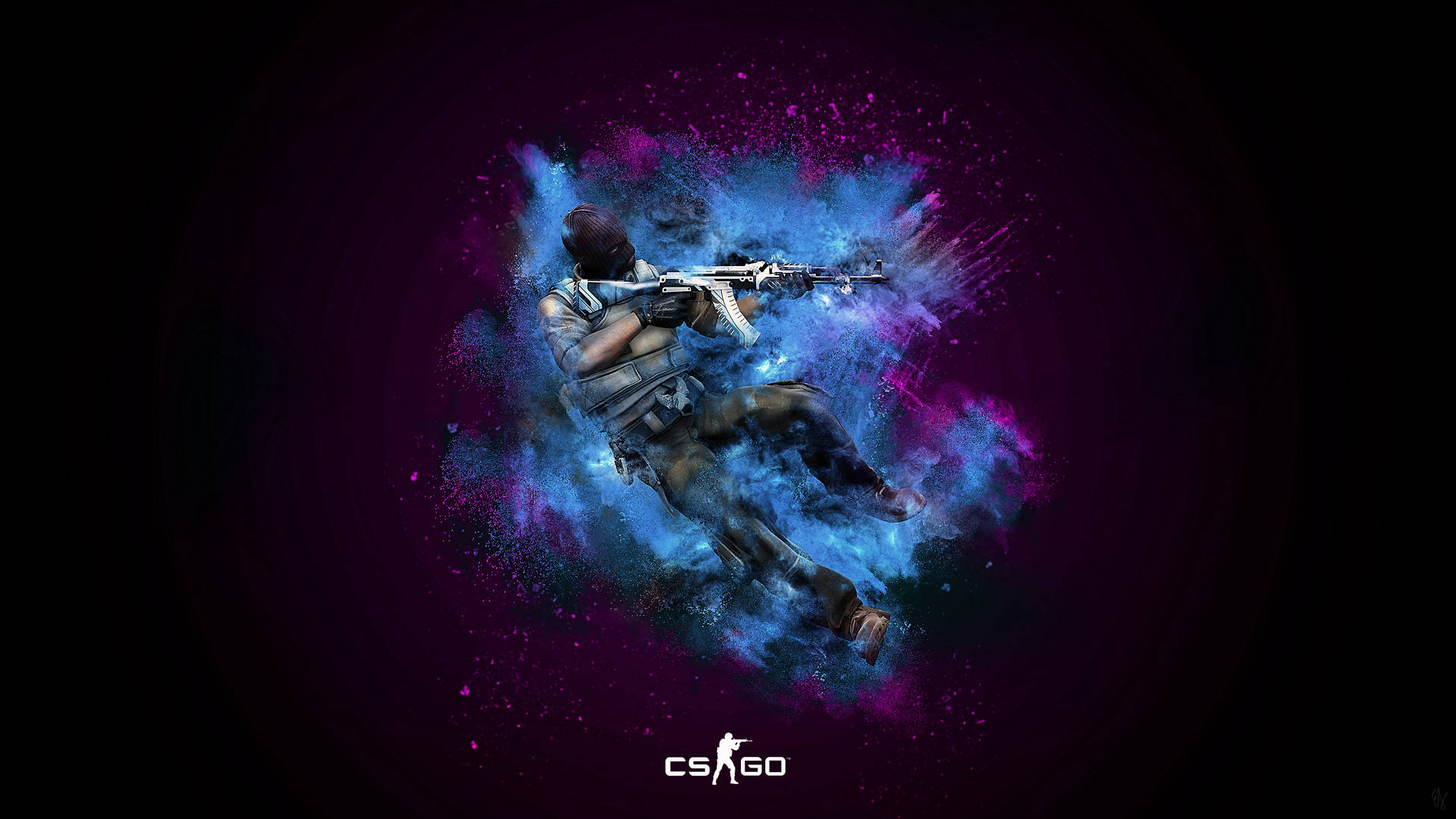 Cs Go Pink And Blue Smoke Explosion Background