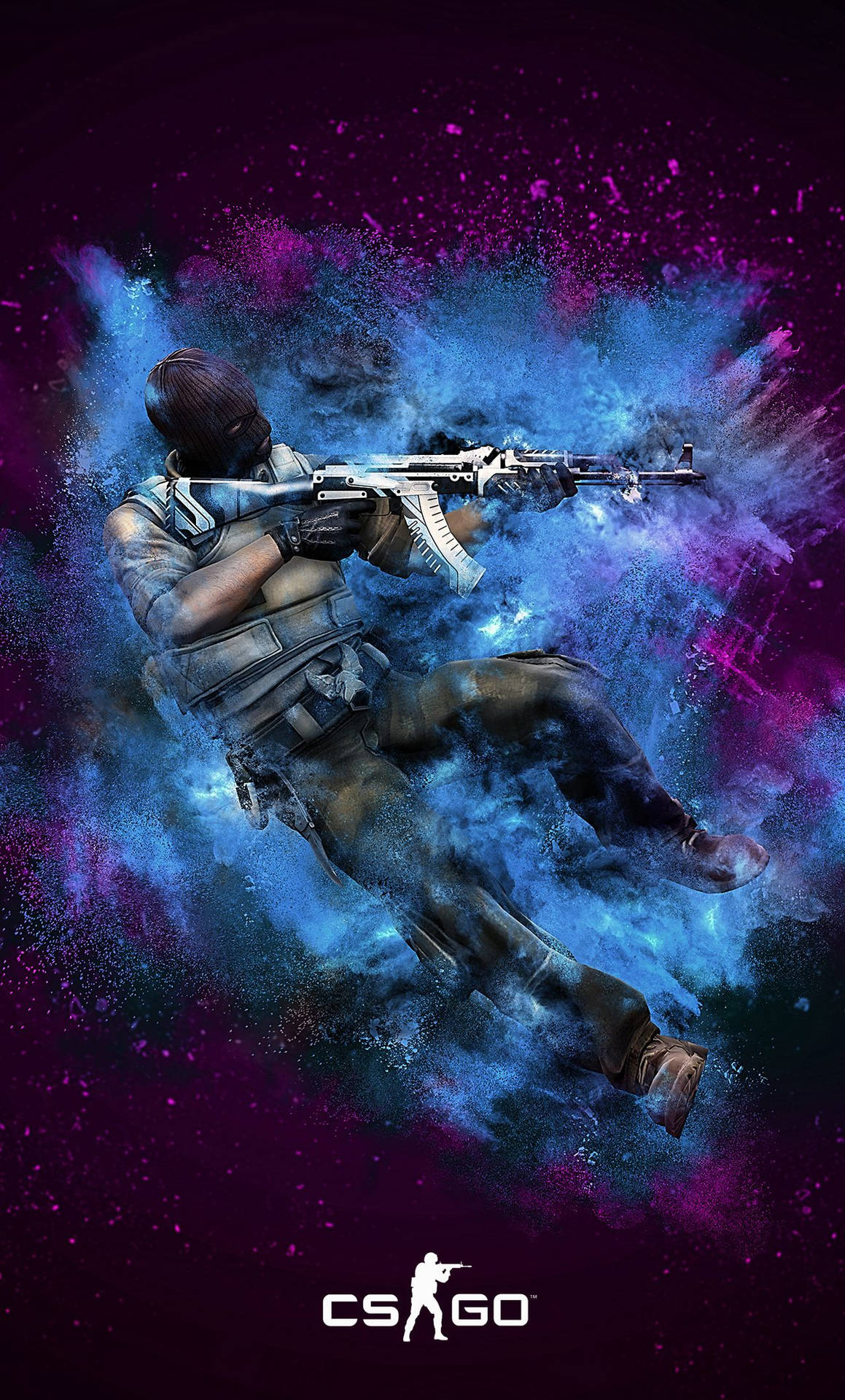 Cs Go Soldier In Blue Smoke Cloud Iphone Background