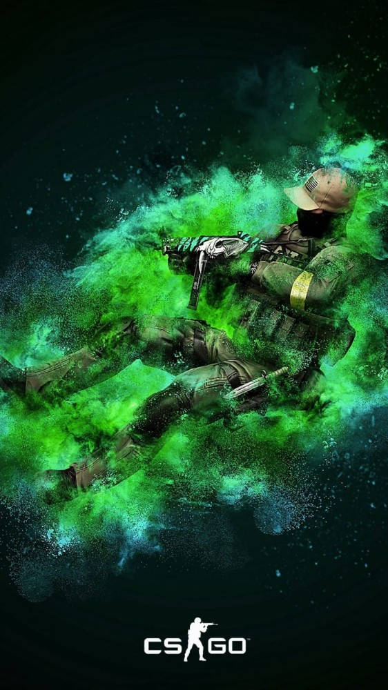 Cs Go Soldier In Green Smoke Cloud Iphone Background