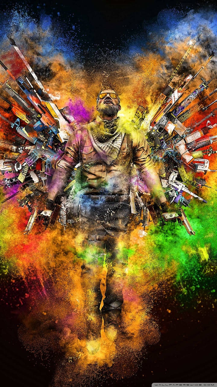 Csgo Colorful Gun Artwork Background