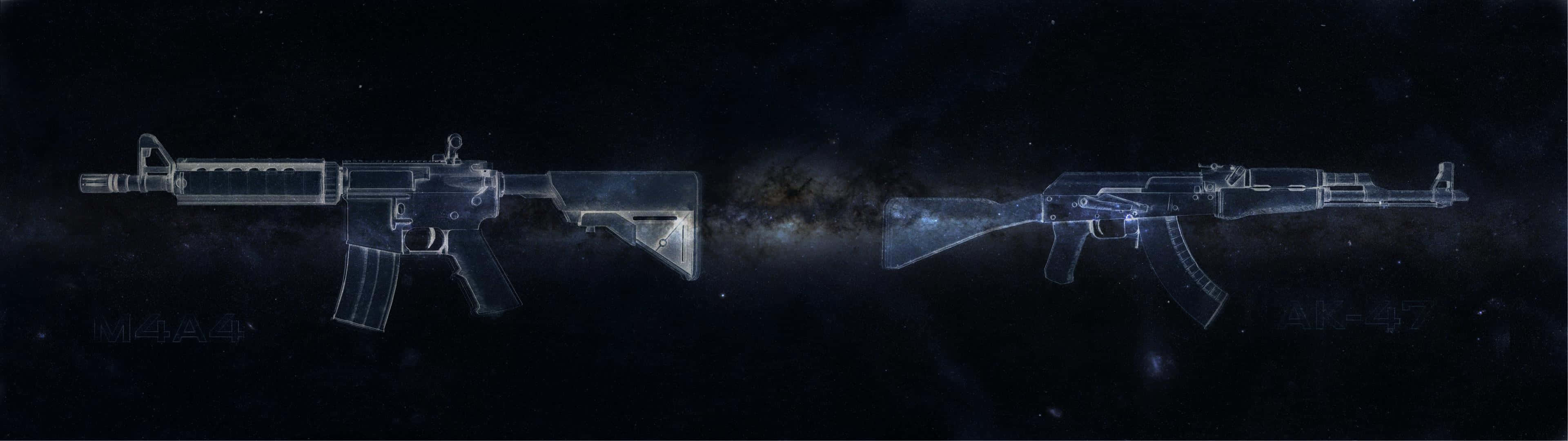 Csgo M4 And Ak Rifle Multi Monitor Display Background