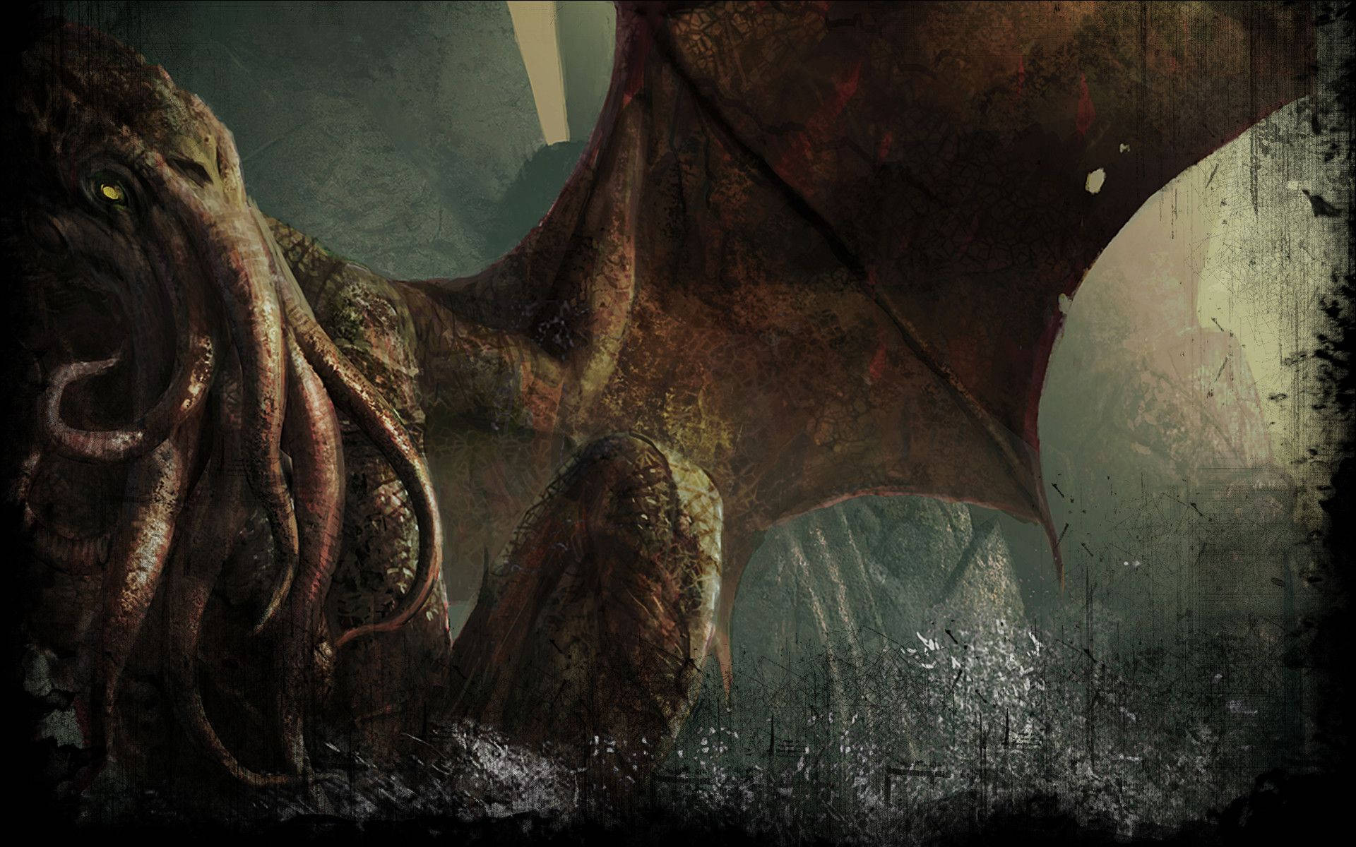 Cthulhu Dragon Octopus Monster Background