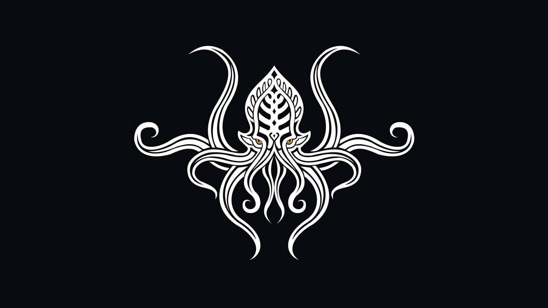 Cthulhu White Octopus Symbol Background