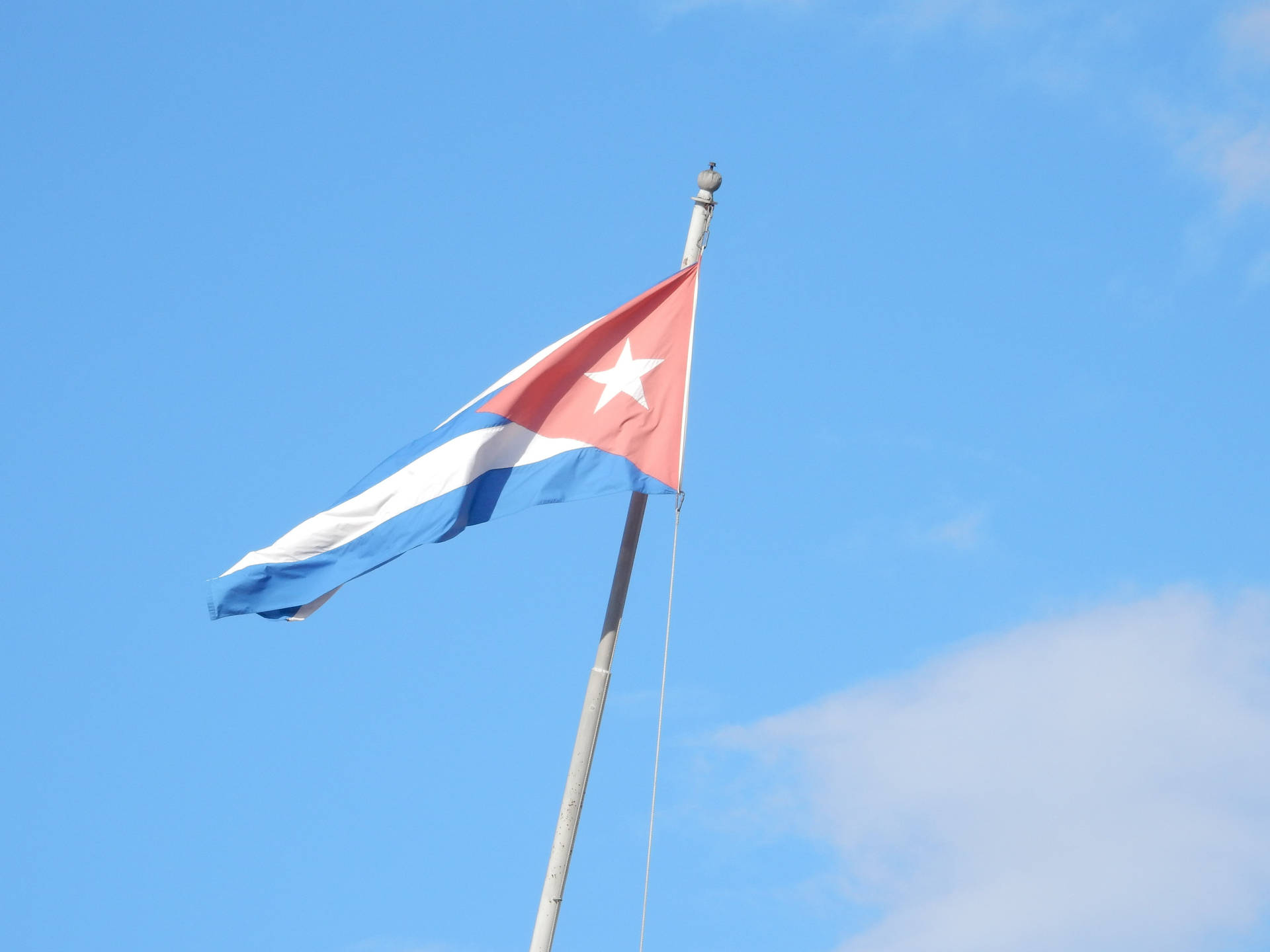 Cuban Flag Bright Sky Background