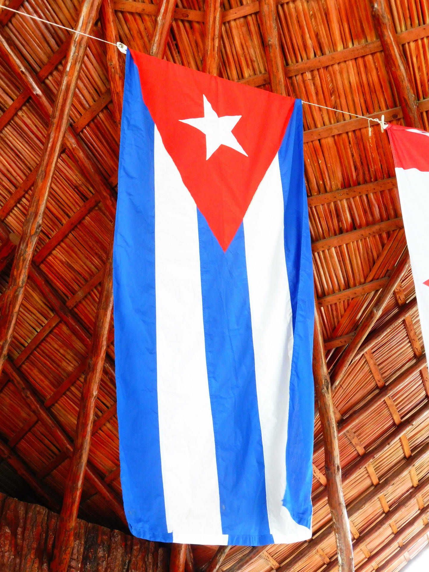 Cuban Flag Nipa Roof Background