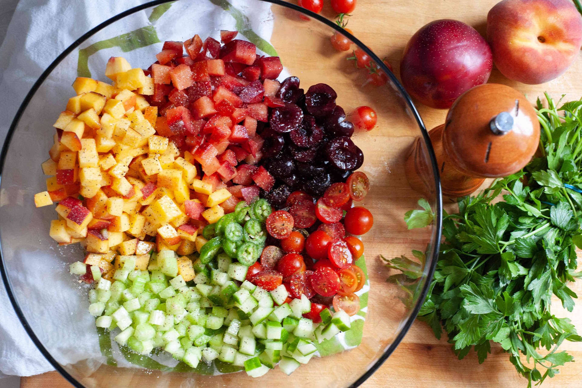 Cubed Fruits And Vegetables Salad Background