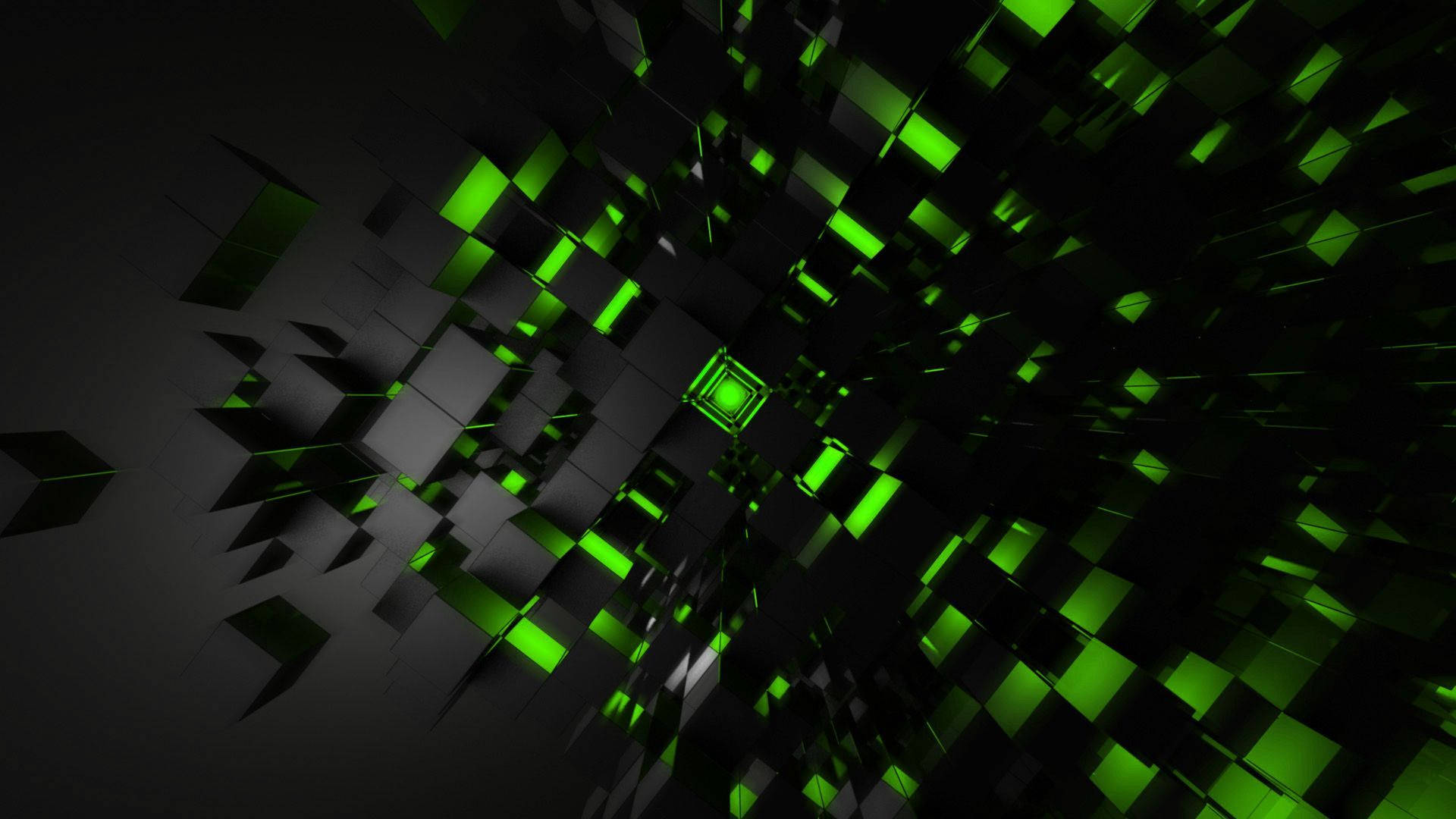 Cubes On Luminous Green Abstract Background