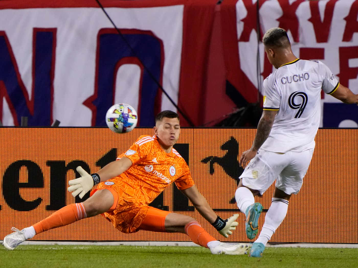 Cucho Hernandez Against Chicago Fire Goalkeeper Background